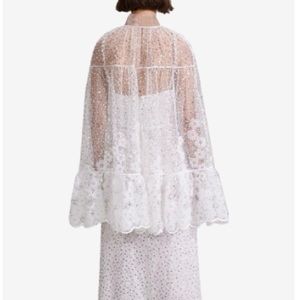 Self-portrait White Beaded Sequin Mini Cape